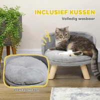 PawHut hondenbed, hondensofa met kussen, verhoogd huisdierbed, kattenbed, grijs(m-5)