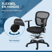 Vinsetto Bureaustoel voor tekenen, computeren en werken, inclusief voetensteun, verstelbaar in hoogte, afmetingen 59 x 59 x 115 cm, zwart(m-6)