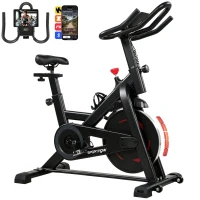 SPORTNOW Hometrainer Ergometer Verstelbaar met Magnetische Weerstand, App, LCD-monitor, Stuur en Zitting Verstelbaar, Telefoonhouder(m-13)