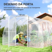 Outsunny Estufa de Túnel 395x295x195 cm Estufa de Jardim com 2 Portas Estufa para Horticultura com Teto Arredondado Transparente(m-6)