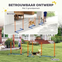 PawHut Agility-set voor honden 3-delige agilityuitrusting met slalomstokken draagtas trainingsset voor alle hondenmaten Oranje(m-5)