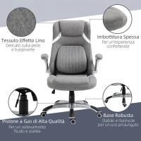 Vinsetto Sedia da Ufficio Reclinabile in Tessuto Traspirante e Acciaio con Altezza Regolabile, 68x76x109-117 cm(m-9)