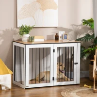Pawhut hondenkooi huisdierkooi voor grote honden hondenhok tafeloppervlak wit(m-2)