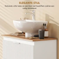 HOMCOM Onderkast voor de badkamer, 80 cm kast met twee grote lades voor wastafels met of zonder zuil, Wit(m-4)
