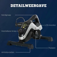 HOMCOM Mini Thuistrainer Pedaletrainer voor Beentraining Pedal-Trainer met Bevestigingsriem Antislipmat(m-6)