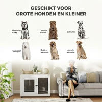 PawHut hondenkooi, dierenkooi met tafelblad, hondenhok, kennel, wit(m-4)