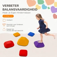 AIYAPLAY Balansstapstenen voor Kinderen, 6 Delig, Antislip, Obstakelstenen voor Motorische Ontwikkeling, Kunststof, Kleurrijk(m-4)