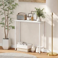 HOMCOM Consoletafel haltafel met verstelbare voetpads en kantelbeveiliging, 75 x 24 x 76 cm, voor kleine ruimtes, wit(m-7)
