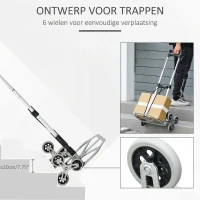 DURHAND Opvouwbare Steekwagen met 6 Wielen, inclusief Bevestigingsband, automatische Opvouwfunctie, Zilver + Zwart(m-5)