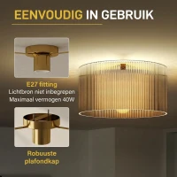 HOMCOM Plafondlamp met Acryllampenkap, Metaal, Halogeen en LED Compatibel(m-5)