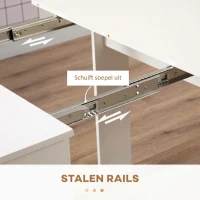 HOMCOM Eettafel, inklaptafel, uitschuifbare keukentafel, eetkamertafel, spaanplaat, 60-180 x 85 x 75 cm, Wit(m-7)