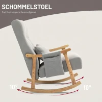 HOMCOM Schommelstoel met Lendekussen, Brede Zitting, Beukenframe, tot 120 kg, Grijs(m-4)