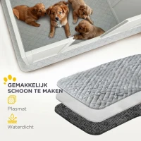 PawHut Werpkist voor puppy's, puppyren met deur, waterdichte bodemmat, hondenren voor kleine tot grote honden, 166x80x50 cm, wit(m-7)