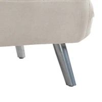 HOMCOM Poltrona-Cama em Veludo com Encosto Ajustável, Almofada e Braços em Madeira para Sala ou Quarto, Creme(m-11)