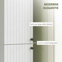 HOMCOM Wandgemonteerde badkamerkast, gelakte afwerking, 6 planken, MDF, Wit(m-7)