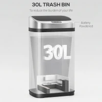 HOMCOM 30L Stainless Steel Motion Sensor Lid Bin - Silver Tone(m-5)