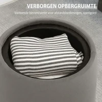 HOMCOM 2-in-1 Pouf in fluweellook met opbergruimte en afneembare deksel Φ44 cm x 47,5 cm Donkergrijs(m-5)