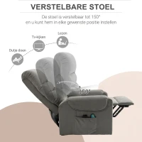 HOMCOM tv-stoel opstahulp stoel met massagefunctie verwarming donkergrijs(m-5)