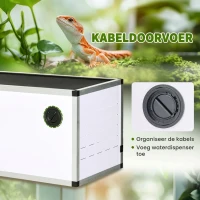 PawHut Aluminium Reptielenbox met Ventilatie - Wit+Zilver+Zwart - Ideaal voor Hagedissen, Slangen - 120 x 40 x 40 cm(m-5)