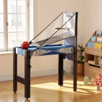 SPORTNOW 5-in-1 Speeltafel, Biljart, Tafeltennis, Hockey, Basketbal, Boogschieten, Inclusief Accessoires, MDF, Kunststof, Blauw(m-2)