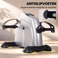 HOMCOM Hometrainer mini-fietstrainer trainingsfiets fietsapparaat met LCD-display metaal zilver 39 x 40 x 31 cm(m-7)