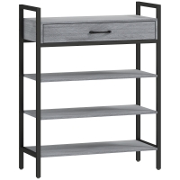 HOMCOM 4-laags schoenenrek, halrek voor maximaal 9 paar schoenen, spaanplaat, metaal, grijs