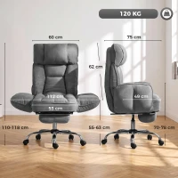 HOMCOM Executive Office Chair Height Adjustable Desk Chair Reclining Flip-up Armrest Footrest, Dark Grey(m-3)