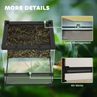 PawHut Glazen terrarium voor reptielen, verhoogde & waterdichte bodem, knopsluiting(m-9)