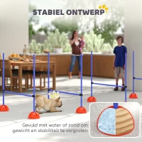 PawHut 4-delig honden-Agility-set met 4 hindernissen en draagtas voor sprongtraining, Blauw(m-7)