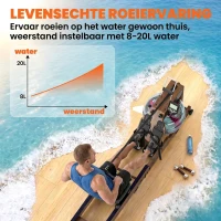 SPORTNOW Waterroeimachine voor thuis rubberhout opvouwbaar met Bluetooth APP dubbele aluminiumrails LCD-display tot 158 kg(m-5)
