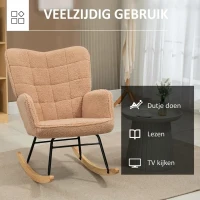 HOMCOM Schommelstoel in retrodesign, massief hout, fauteuil, relaxfauteuil, 98 cm x 71 cm x 101 cm, bruin(m-6)