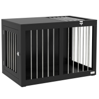 PawHut Hondenkooi Hondenbench Hondenreismand, 2 deuren, vergrendelbaar, stalen gaas, 80 cm x 50 cm x 56,5 cm, Zwart
