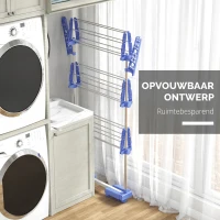 HOMCOM Opvouwbare Wasrek met 4 niveaus en One-Klick-systeem - 142 cm x 55 cm x 152 cm - Blauw + Zilver(m-6)