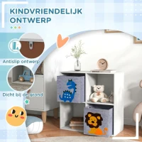 ZONEKIZ Opbergrek voor Kinderen, Kubussen, Laden, MDF, Kantelbeveiliging, Wit(m-4)