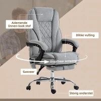 Vinsetto Ergonomische Bureaustoel met Massagefunctie, Voetsteun, Draaibaar, Verrijdbaar, Grijs(m-7)