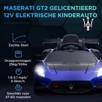 AIYAPLAY Elektrische kinderauto 12V, gelicentieerd, afstandsbediening, schokdempende wielen, Blauw, 115x60x45 cm(m-4)