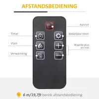 HOMCOM Elektrische Haard met 3D LED-Vlammeffect, Verwarmingscapaciteit 30 m², Afstandsbediening, Wit/Zwart(m-6)