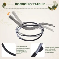 Outsunny Sedia A Dondolo Design Moderno Per Interni Ed Esterni Textilene 154x80x84cm Grigio(m-5)