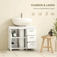 HOMCOM onderkast voor wastafel, 2 planken, 3 lades, MDF-constructie, wit(m-5)