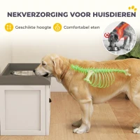 PawHut voerstation, 2 voerbakken van elk 2 liter, roestvrij staal, met lade, wit+grijs, 60 x 30 x 36 cm(m-4)