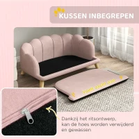 PawHut Huisdierensofa voor Middelgrote en Grote Honden tot 25 kg, Stevig Hout, Gepolsterd, Roze(m-7)