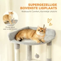 PawHut krabpaal voor katten, 170 cm, tunnel, holen, grote basis, sisalpalen, Lichtgrijs(m-5)