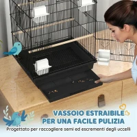 PawHut Gabbia per Uccelli con Maniglia di Trasporto e Vassoio Estraibile, in Metallo e Plastica, 50.5x41x104 cm, Nero(m-4)