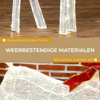Outsunny Rendier met rode strik, 137 LEDs, kerstverlichting, weerbestendig, 66 x 25 x 135 cm, zilver(m-6)
