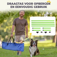 PawHut Agility-set voor honden 4-delig in hoogte verstelbare agility-uitrusting met 4 hindernissen draagtas 99 x 65 x 94 cm Groen(m-6)