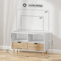HOMCOM TV-kast, TV-meubel met Laden, Open Planken, Hout, 99 x 39 x 58 cm, Wit(m-3)