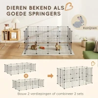 PawHut Ren, box, kooi voor kleine dieren, metalen rooster flexibel omvormbaar(m-7)