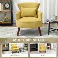 HOMCOM Moderne gevulde accentfauteuil met lendenkussen, rubberhouten poten - geel(m-8)