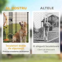 PawHut Țarc pentru Câini de Exterior din Oțel cu Acoperiș din Material Oxford, Anti-UV, Impermeabil, 2 Boluri, Verde(m-8)