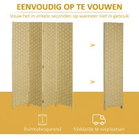 HOMCOM Kamerscherm 4-delig 160 x 170 cm Kamerverdeler van Gevlochten Materiaal voor Woonkamer Bruin(m-4)